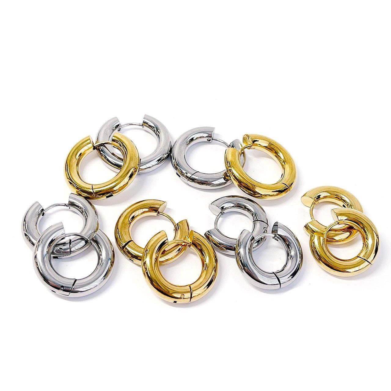 2個/1ペア】線径約5mm 外径約20mm チャンキーフープピアス 2個/1ペア】線径約5mm 外径約20mm チャンキーフープピアス