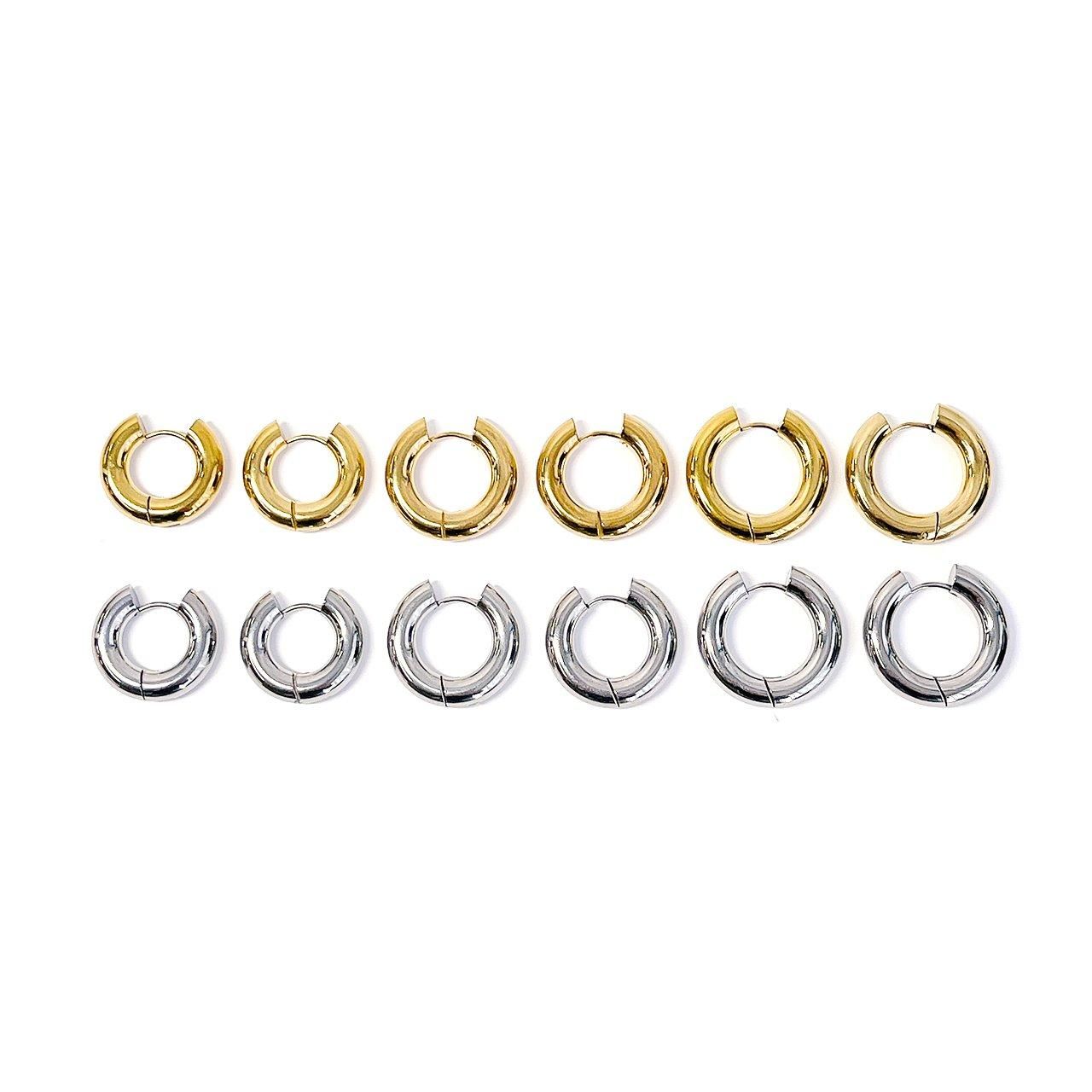 2個/1ペア】線径約5mm 外径約20mm チャンキーフープピアス 2個/1ペア】線径約5mm 外径約20mm チャンキーフープピアス
