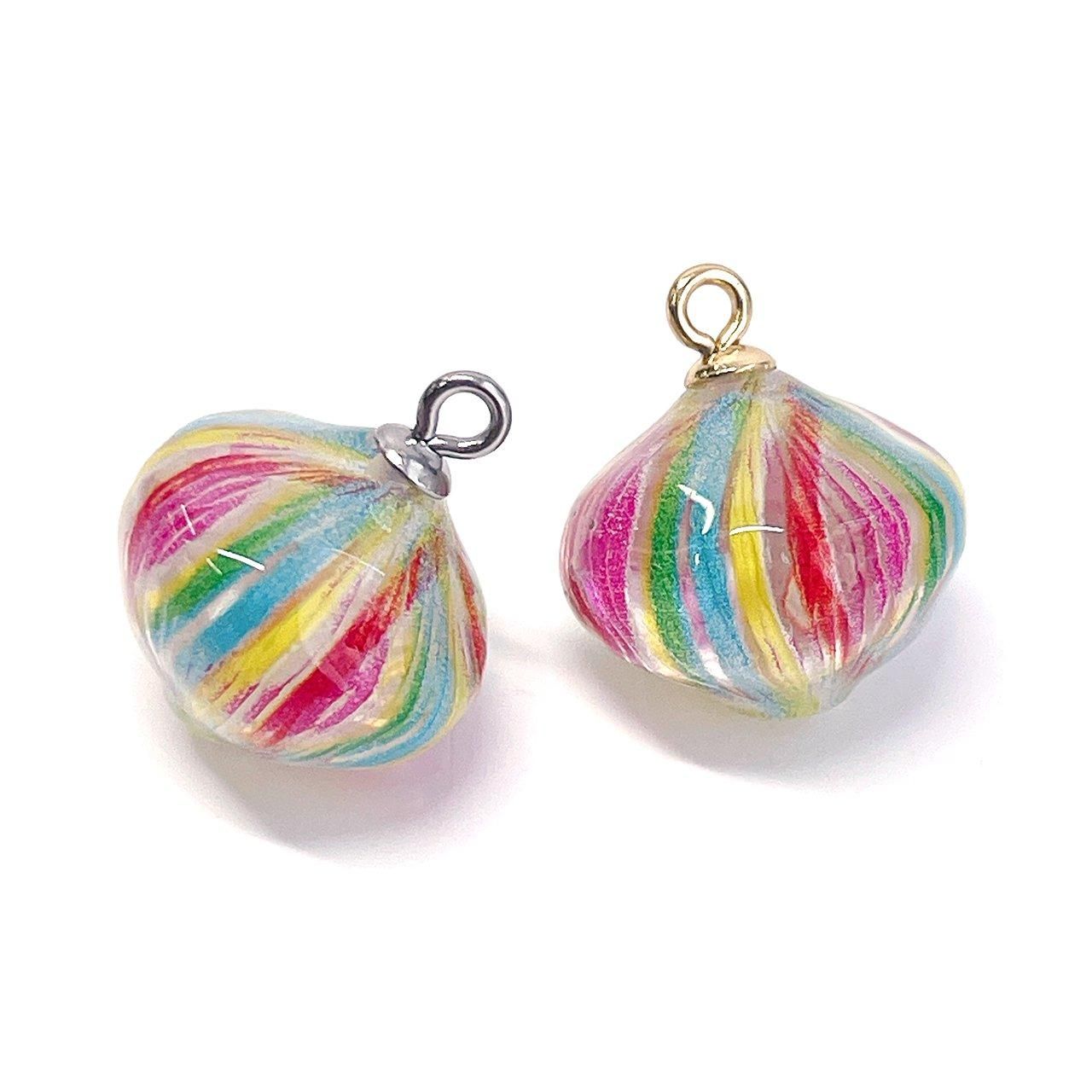 1個】ミックスカラー 丸みある平たいひし形 ボール 片穴 アクリル