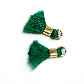 【6個入り】刺繍糸tasselグリーンカラーミニタッセル