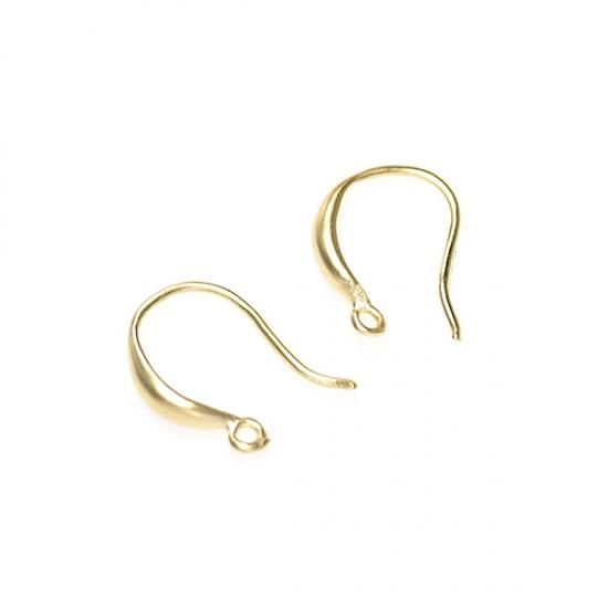 4個入り】ふっくらとした16Kマットゴールドプレートフックピアス