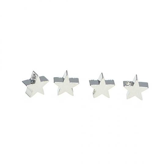 4個入り】貫通！プチSTAR星モチーフ光沢シルバーチャーム