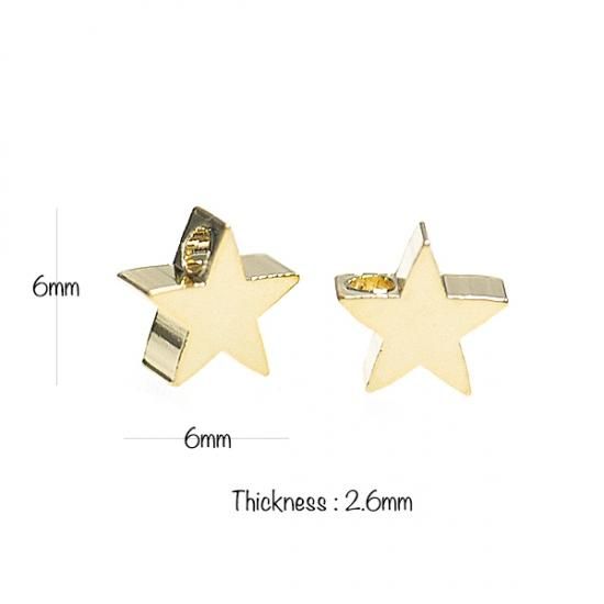 DoDo 星型チャーム 4個入り】貫通！プチSTAR星モチーフ光沢シルバーチャーム