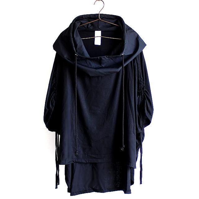 モード系 ポンチョ 萌 MOYURU ポンチョ風ジャケット ブラック 黒