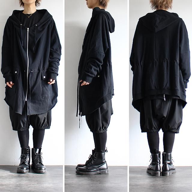 ほつれ加工オーバーワイドモッズパーカー | メンズスカートなどモード