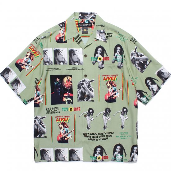 WACKO MARIA(ワコマリア) / BOB MARLEY / HAWAIIAN SHIRT S/S ( TYPE-1 ) GREEN | -  VITAL ORGAN ONLINE STORE | WACKO MARIA（ワコマリア ）,COOTIE（クーティー）,MINEDENIM（マインデニム）などの通販・正規取扱店