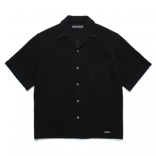 <img class='new_mark_img1' src='https://img.shop-pro.jp/img/new/icons50.gif' style='border:none;display:inline;margin:0px;padding:0px;width:auto;' />WACKO MARIA(拾ޥꥢ) / SUMMER KNIT OPEN COLLAR SHIRTBLACK