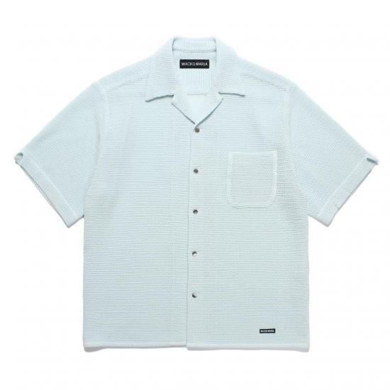 <img class='new_mark_img1' src='https://img.shop-pro.jp/img/new/icons50.gif' style='border:none;display:inline;margin:0px;padding:0px;width:auto;' />WACKO MARIA(拾ޥꥢ) / SUMMER KNIT OPEN COLLAR SHIRTBLUE