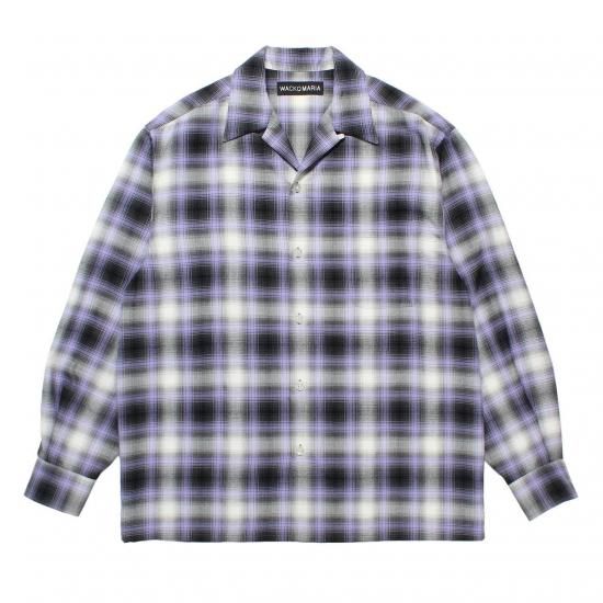 <img class='new_mark_img1' src='https://img.shop-pro.jp/img/new/icons50.gif' style='border:none;display:inline;margin:0px;padding:0px;width:auto;' />WACKO MARIA(拾ޥꥢ) / OMBRE CHECK OPEN COLLAR SHIRTPURPLE