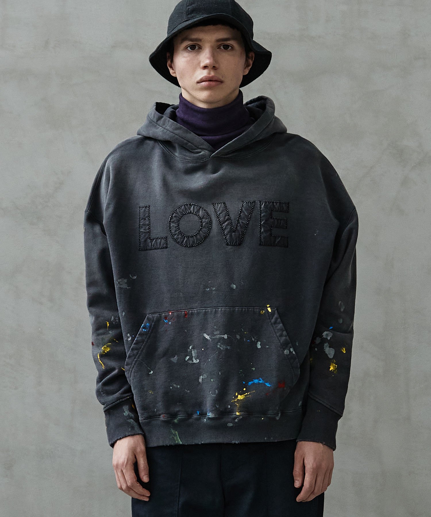 KATHARINE HAMNETT】PAINT SPLASH VINTAGE HOODIE / LOVE - REBIRTH PROJECT  STORE | リバースプロジェクトストア公式通販