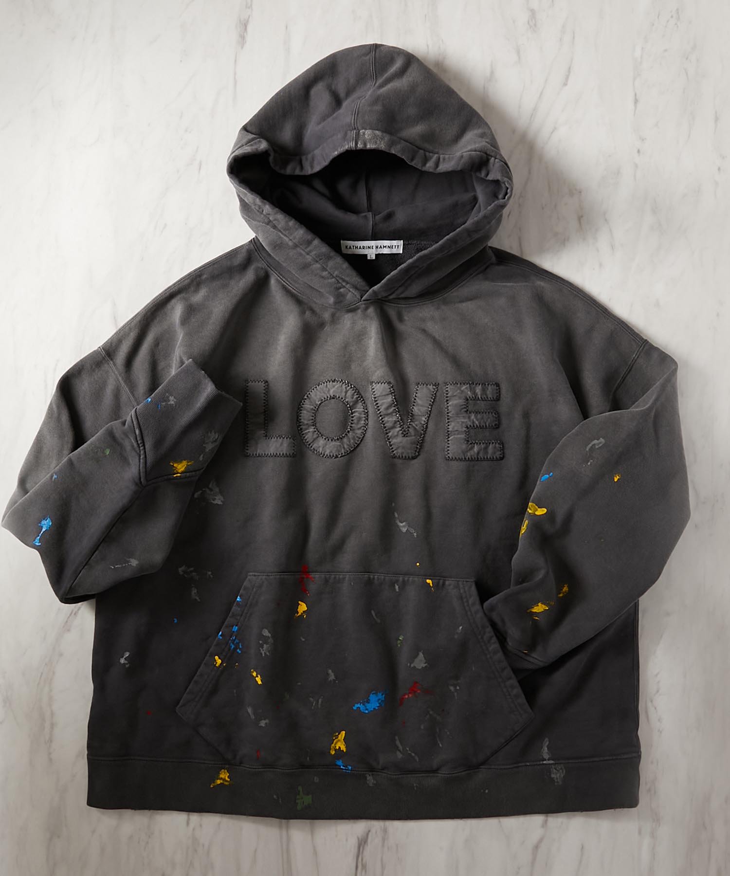 【KATHARINE HAMNETT】PAINT SPLASH VINTAGE HOODIE / LOVE