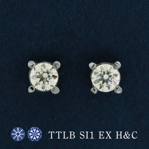 チタンピアス 天然ブラウンダイヤモンド 合計約0.2ct TTLB SI1 EX H＆C