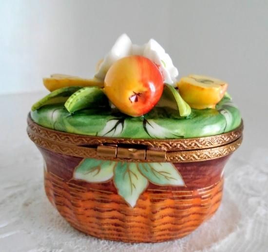 リモージュボックス　フィッシュバスケット　魚　フランス製　ケース　ヴィンテージ リモージュボックス フィッシュバスケット 魚 フランス製 ケース