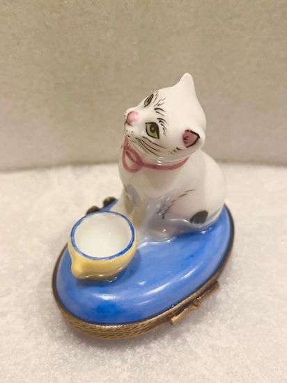 リモージュボックス　子猫とミルク缶＆牛乳瓶　フランス製トリンケットボックス リモージュボックス 子猫とミルク缶＆牛乳瓶 フランス製