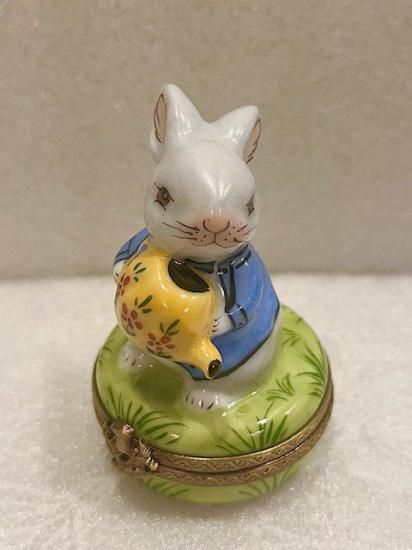 【 レア】リモージュボックス ウサギ 畑仕事 フランス製 トリンケットボックス レア】リモージュボックス ウサギ 畑仕事 フランス製