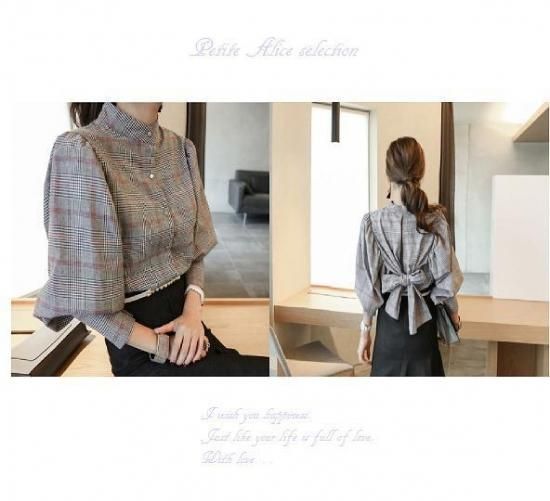 ANAYI グレンチェックリボンブラウス グレンチェックリボンブラウス【AOKI公式通販】