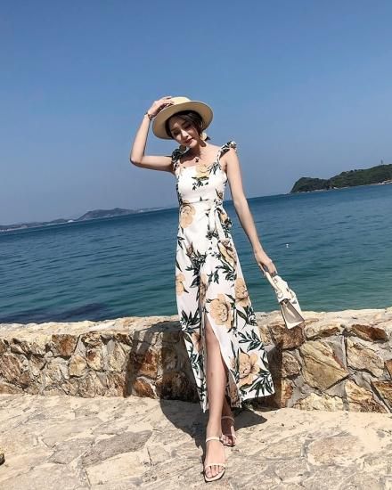 海外リゾートにもおすすめ♪ 花柄ロングワンピース - きれいめ