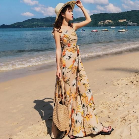 エレガント ワンピース 夏 リゾート スタイル おしゃれ ワンピース 夏ワンピ リゾートワンピ キャミソール 背中開き