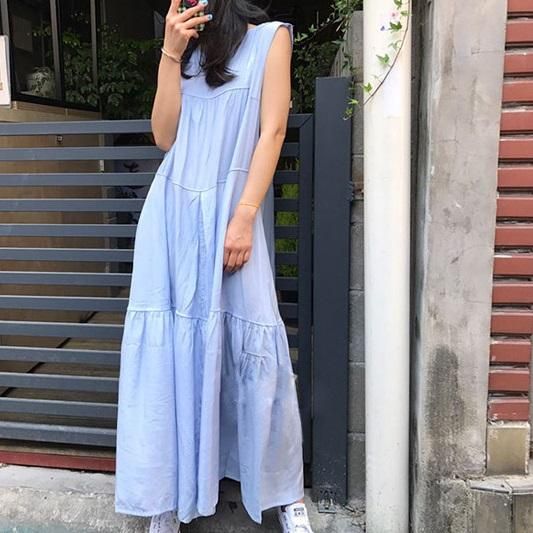 フィッシュテール ワンピース ノースリーブ 膝丈ワンピース 夏