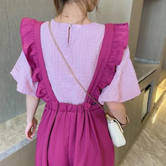 夏のロングサロペットパンツ✨女子会デートにフリルがかわいい 楽天市場】【取寄】サロペット レディース 大きいサイズ パンツ