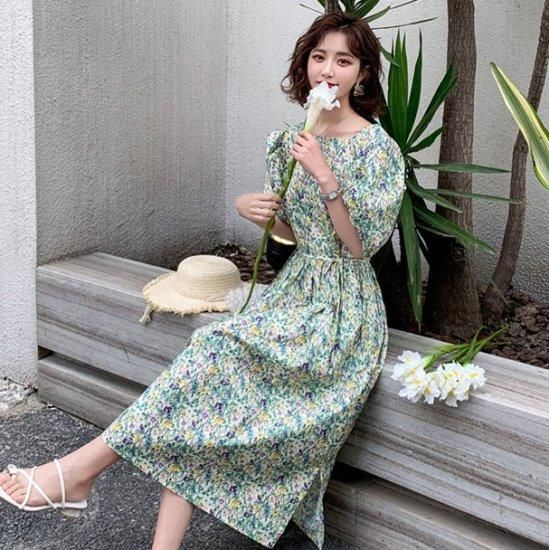 エムアンドキョウコ　 花柄 半袖 ひざ丈ワンピース 花柄 半袖 ひざ丈ワンピース 花柄 半袖 ひざ丈ワンピース エムアンド