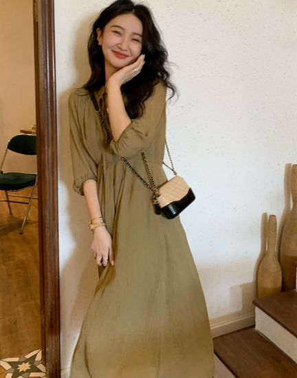 シンプル ギャザー ワンピース★2色あり★大人コーデ 綺麗 上品 XS~Lの小さいサイズも展開 ナチュラルでかわいい大人コーデの