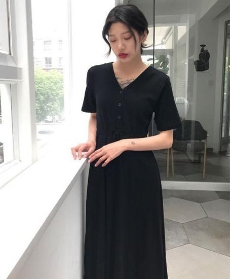 S～3Lの大きいサイズも展開 シンプルかわいい裾フリルのロング丈