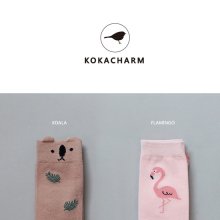 ロマンチックジャングルニーソックス<br>Romantic Jungle Knee Socks<br>Koara/Flamingo<br>『KOKACHARM』 <br>16FW