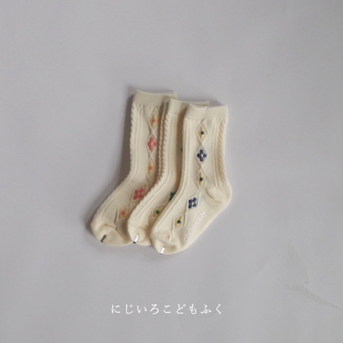 韓国子供服 にじいろこどもふく Digreen | Flora socks set 虹色子供服