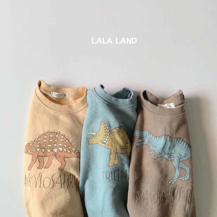 韓国子供服 にじいろこどもふく Dinosaur Sweat | 20FW lala land Import Kidswear nijiiro