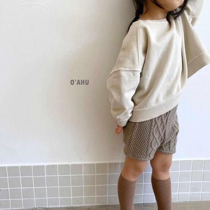 韓国子供服 にじいろこどもふく Aran Knit Shorts fw O Ahu Import Kidswear Nijiiro