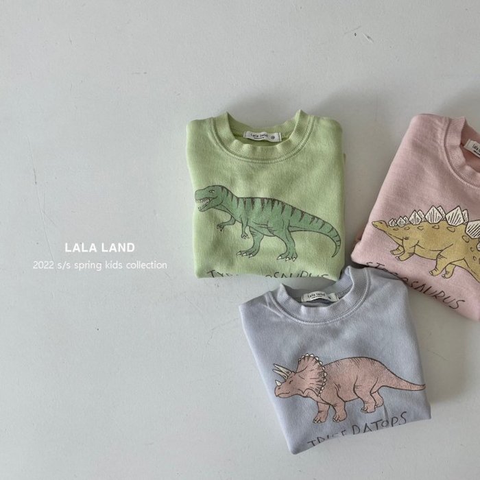 韓国子供服 にじいろこどもふく Dino Sweatshirt | 22SS lala land Import Kidswear nijiiro