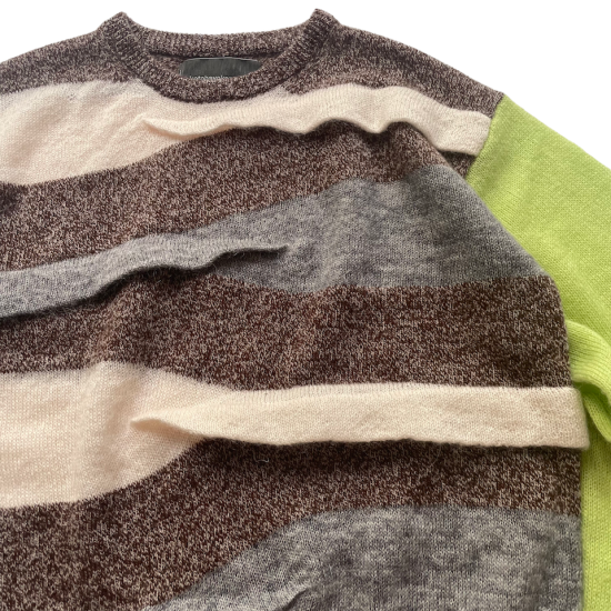 kotohayokozawa / TWISTED KNIT CREWNECK - brown - CONTE-NU