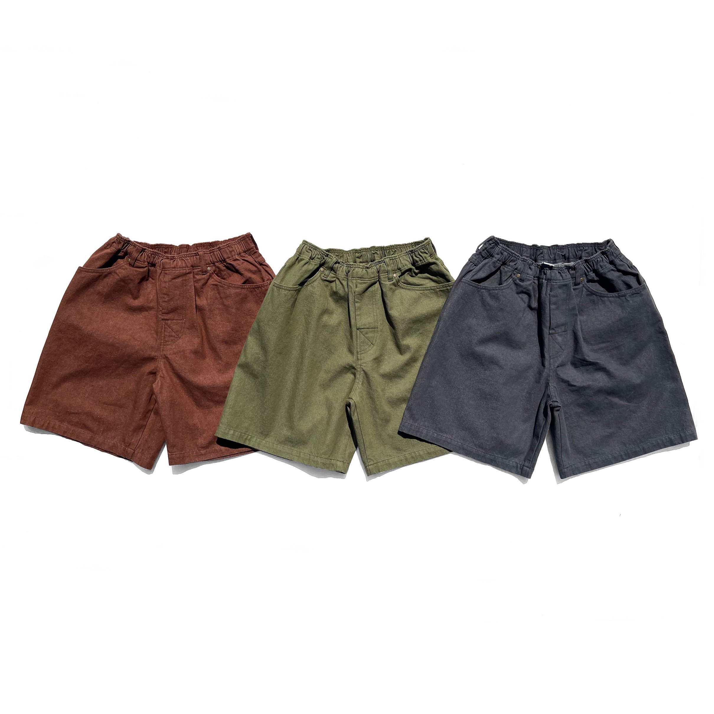 COMFORTABLE REASON / Color Denim Shorts - nuts, olive, black