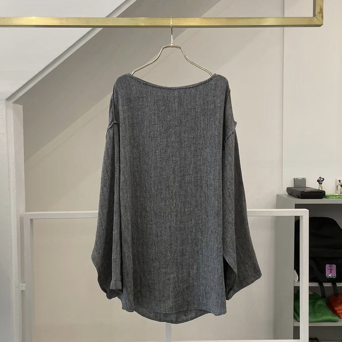 61ｃｍ【ERiKOKATORi】silk nep linen top (gray) - Tシャツ