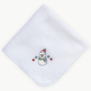 雪だるまセキセイインコ（クリスマス限定カラー）刺繍ミニタオル