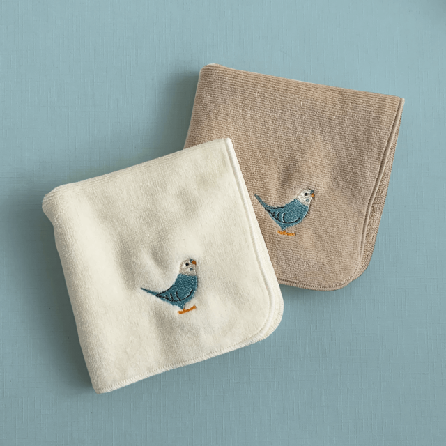 刺繍ミニタオル セキセイインコ ブルー 刺繍ミニタオル セキセイインコ ブルー