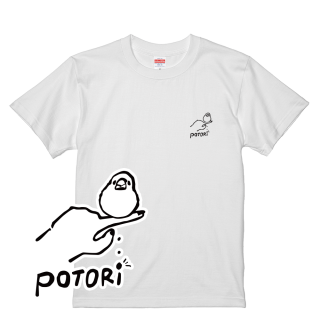 刺繍Tシャツ（torinotorio / 文鳥ポトリ / ブラック）