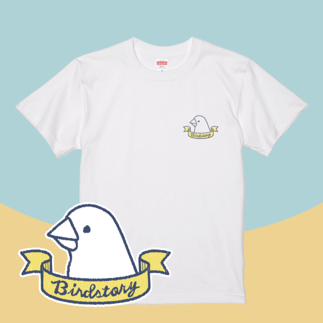 刺繍Tシャツ（BIRD RIBBON / 文鳥）