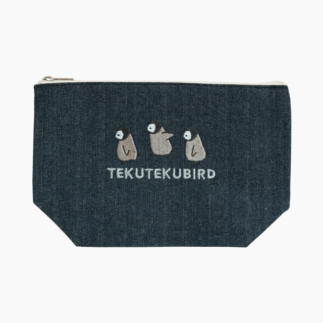 刺繍ポーチ（TEKU TEKU BIRD / ペンギン / デニム）