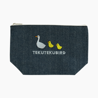 刺繍ポーチ（TEKU TEKU BIRD / アヒル / デニム）