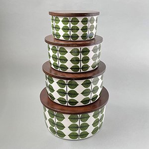 Stig Lindberg / Bohus Bersa Vintage Ceramic Bowl & Wooden Lid / GUSTAVSBERG