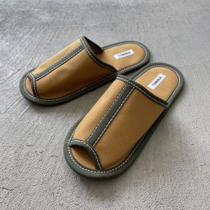 VELVET 顼 TEMBEA slipper / NEW-BEIGE  DEEP-GREEN