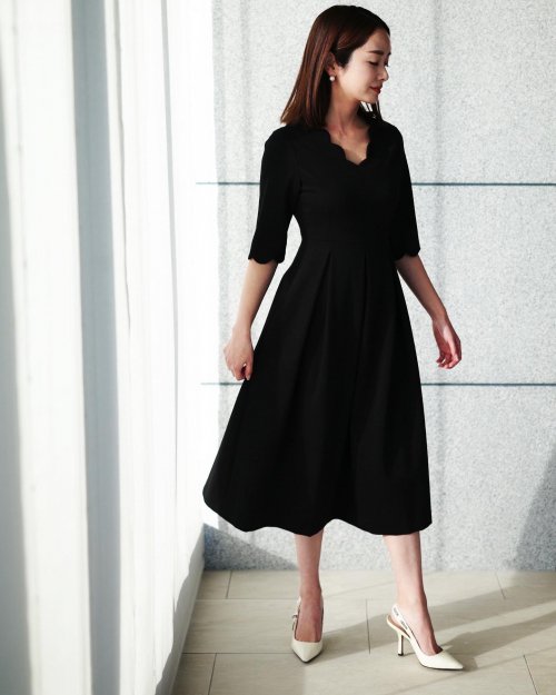 【新品】akiki scallop scallop dress / black