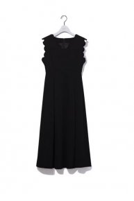 scallop sleeveless  dress/black 