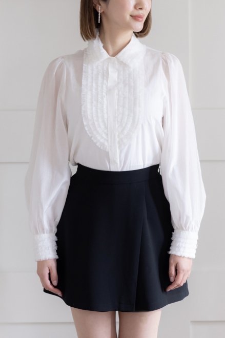 tulle flower blouse/white - akiki