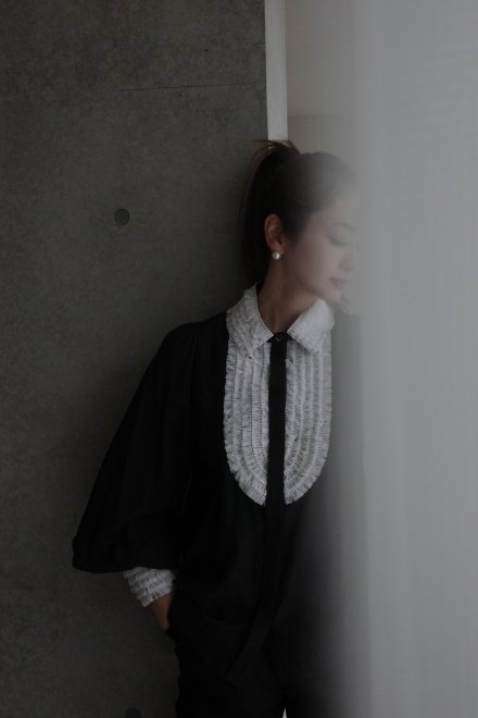 【re stock】tulle flower blouse/black - akiki