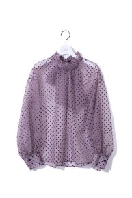 【restock】dots bow tie blouse/mauvepink