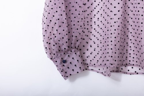 【restock】dots bow tie blouse/black - akiki
