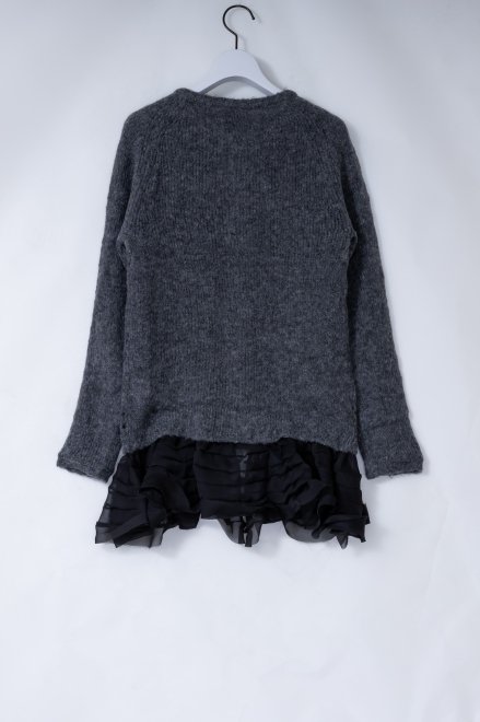 re stock】 heart knit cardigan/gray×black - akiki